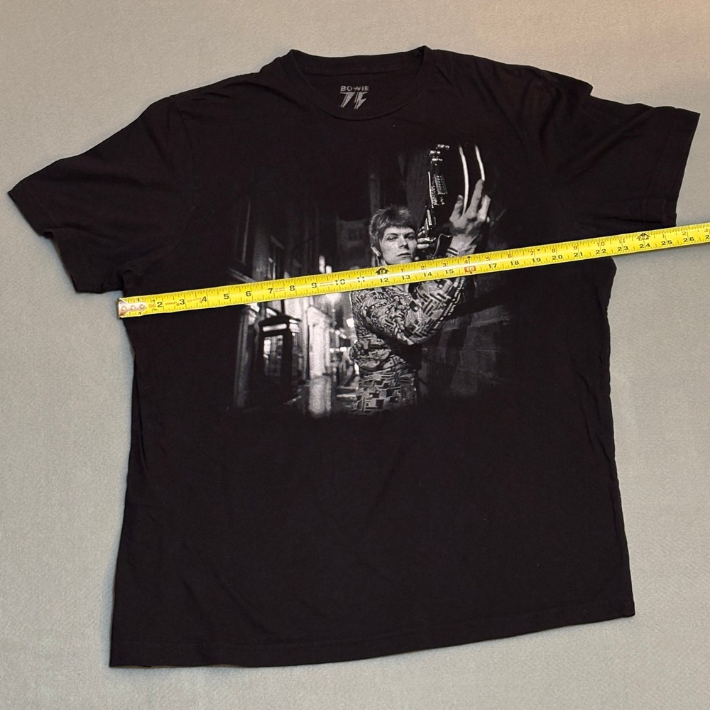David Bowie 75th Anniversary Graphic T-Shirt Mens Black Rock Music Tee Large